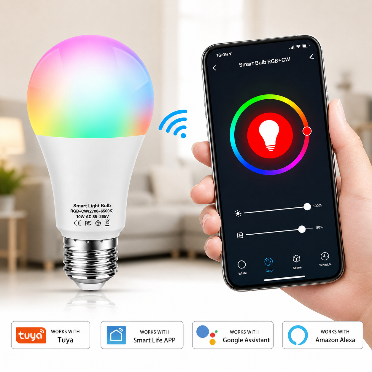 Smart RGB WiFi Glühbirne – App steuerbar | Alexa & Google Home